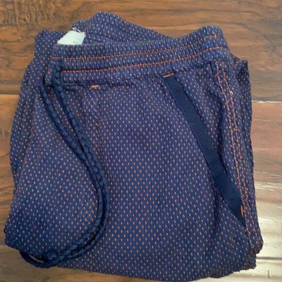 Anthropologie Blue & Orange Polka Dot Jogger Pants Boho Contemporary Casual - Picture 6 of 15
